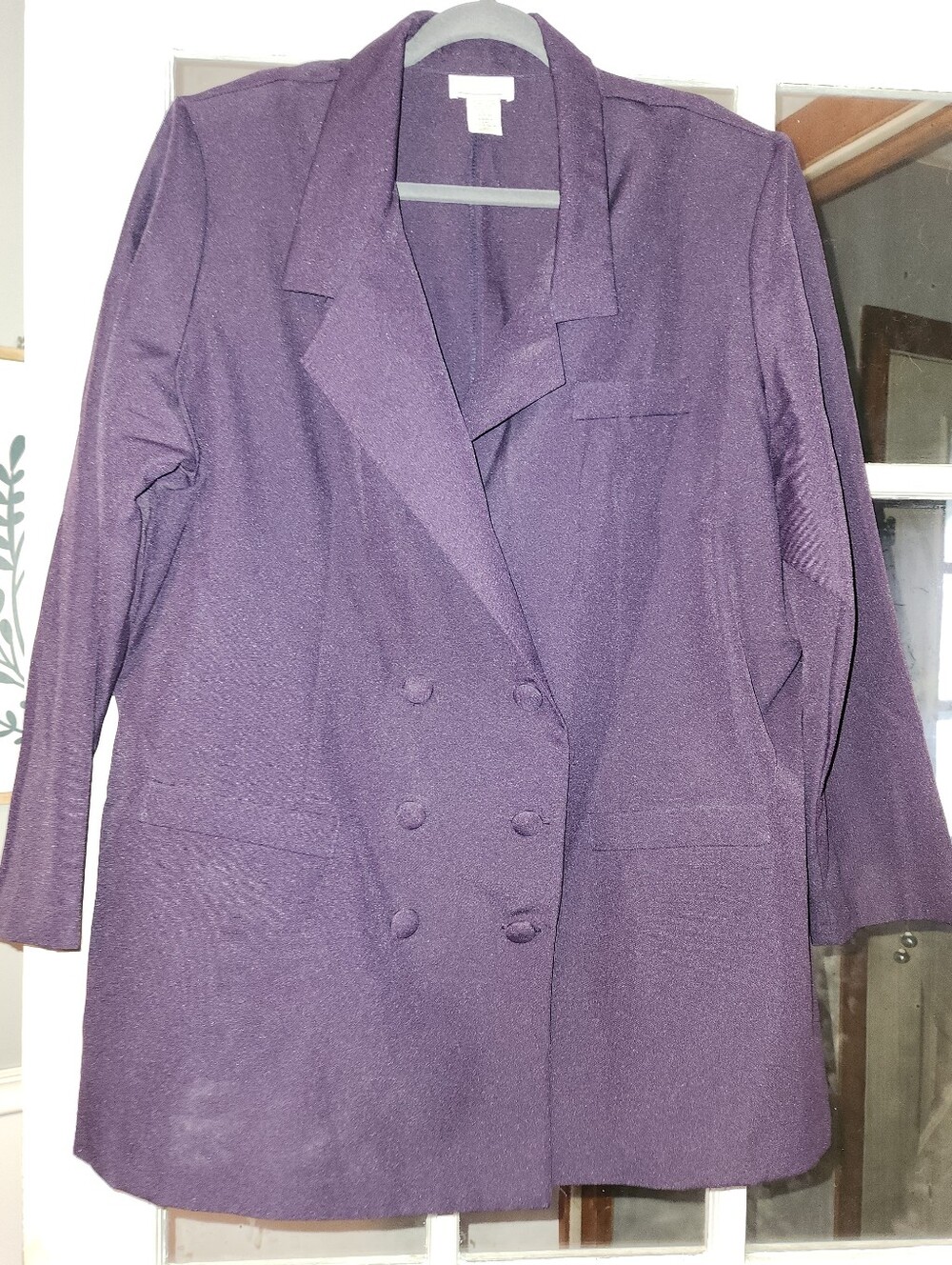 Vintage Roaman’s B4 Purple Double Breasted Longline Blazer Made in USA Plus Size